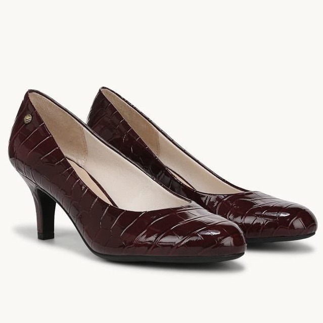 Lifestride Parigi Wine Red Croc Pumps Womens Sz 8.5 M Comfort Heels